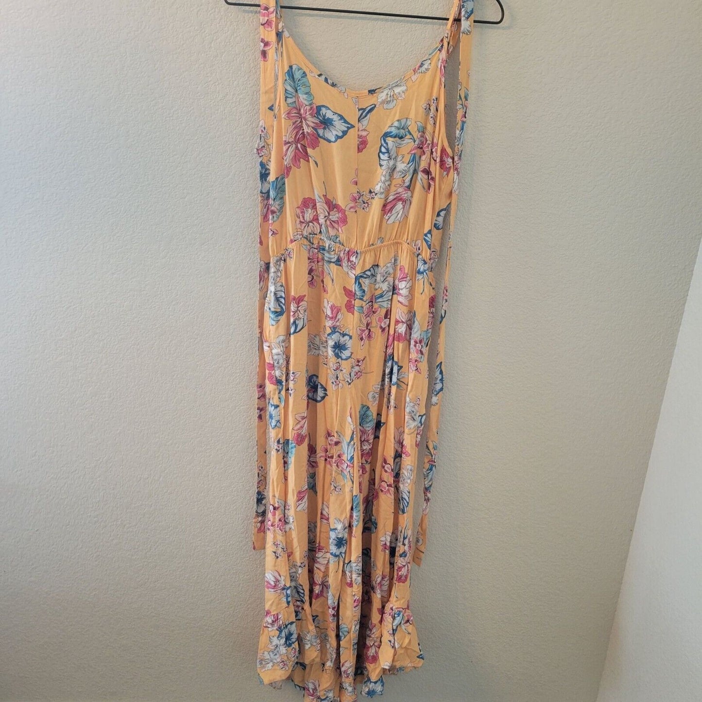 Chelsea & Violet Womens Sz S Maxi Sundress Dress Pastel Orange Floral Scoop Neck