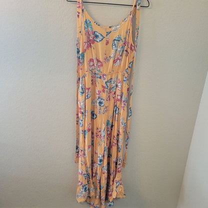 Chelsea & Violet Womens Sz S Maxi Sundress Dress Pastel Orange Floral Scoop Neck