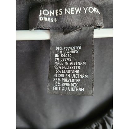 Jones New York Womens Sz 8 Midi Length Long Sleeve Dress Solid Black