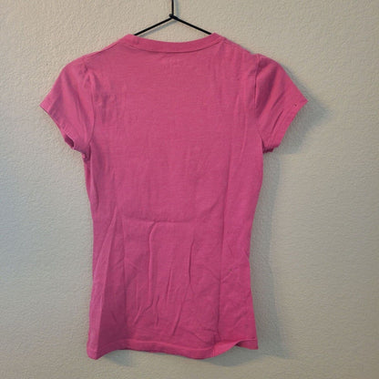 VTG Pink by Victorias Secret Sz S T Shirt Sleep Now Study Later Bright Pink