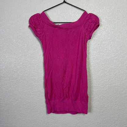 Vintage Dolce Vita Womens Sz S Short sleeve Knit Crochet Top Pink