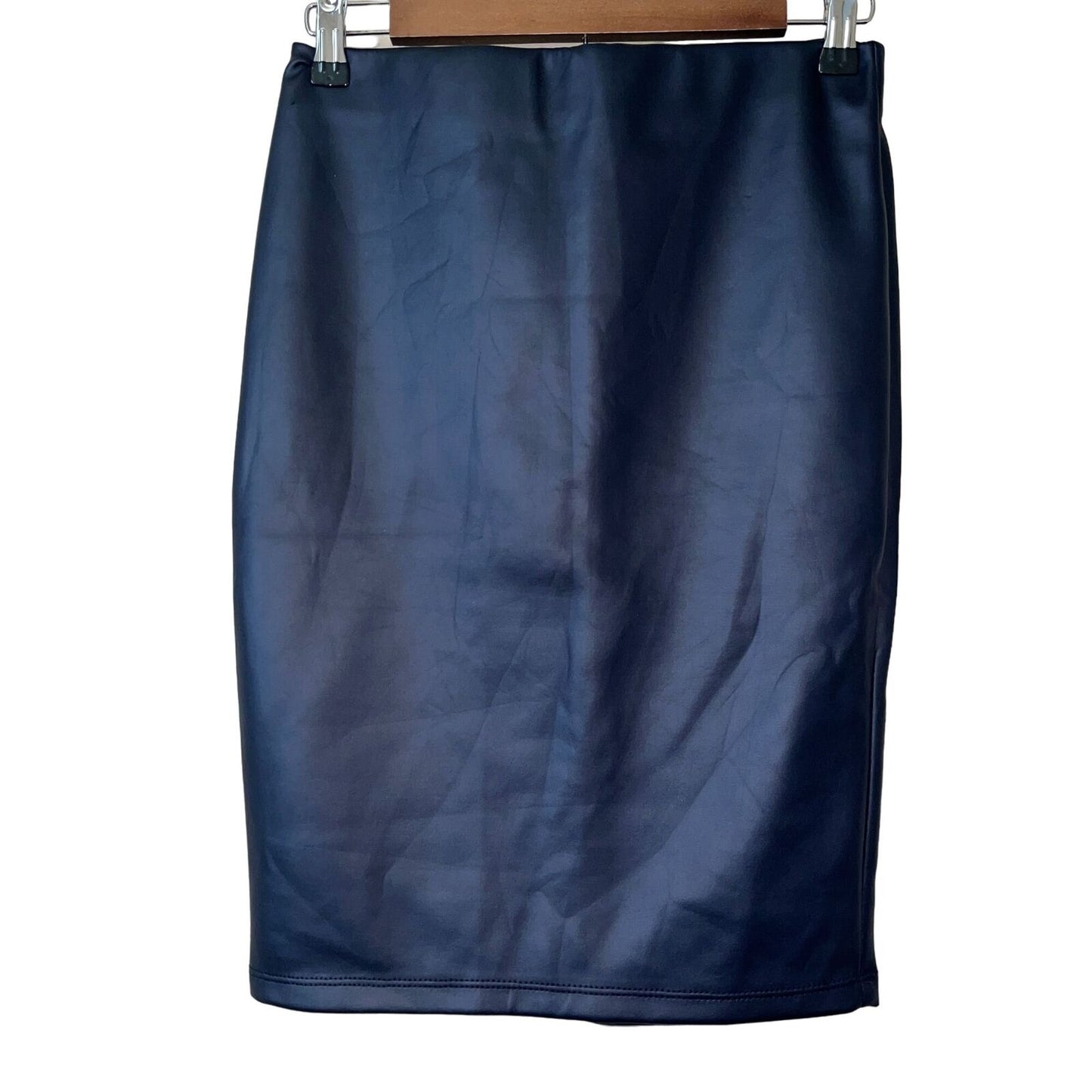 NEW Fashion Nova Womens Sz M Black Pencil Skirt Satin Shiny