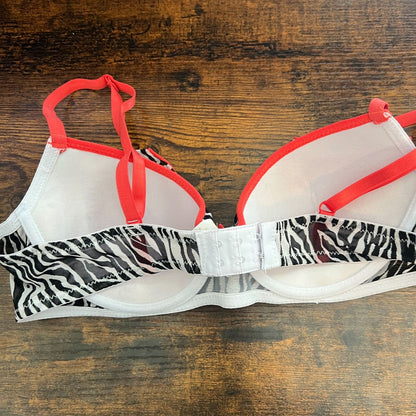 Vintage Y2K Womens Sz 36C Zebra Print Demi Bra 2000s