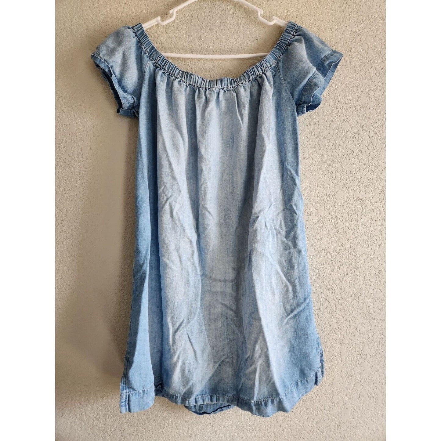 Cloth & Stone Womens Sz M Chambray Denim Off Shoulder Dress Blue