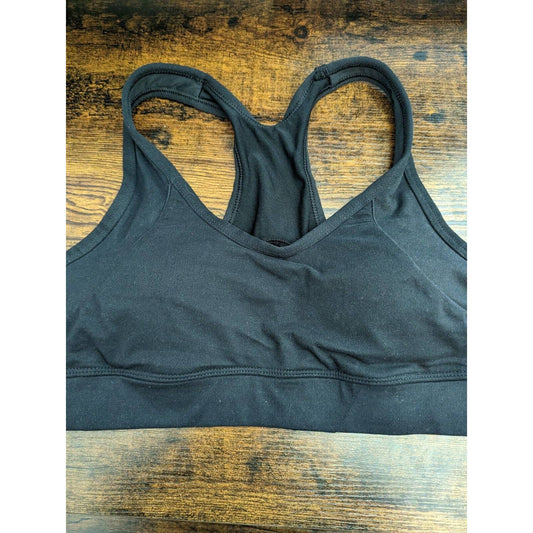 Bally Total Fitness Womens Sz L Solid Black Sports Bra Compression