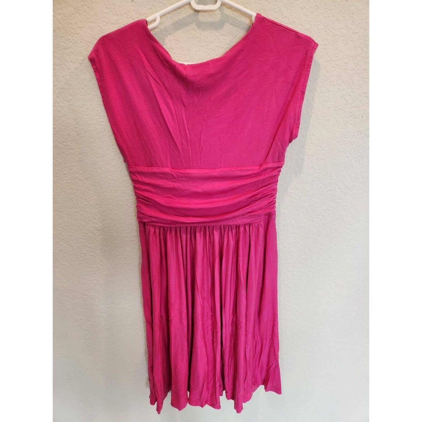 Ann Taylor Loft womens Sz M Knee Length sleeveless Dress Bright Pink Draped