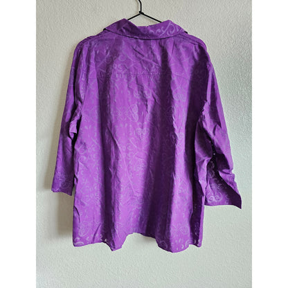 Allison Daley Womens Sz 2XL Long Sleeve Button Up Shirt Purple