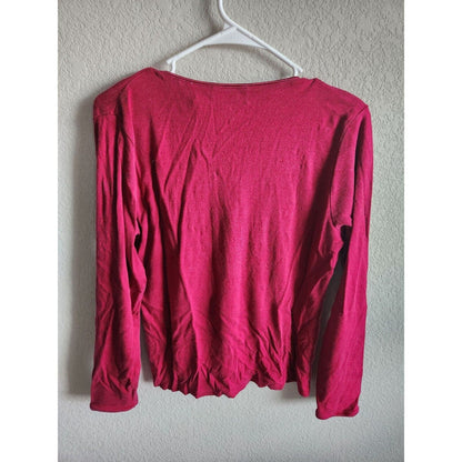 Vintage Worthington Womens Sz L Lightweight Cardigan Sweater Red