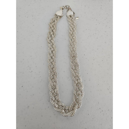 Vintage Y2K M&S Collar Style Braided Silver Necklace