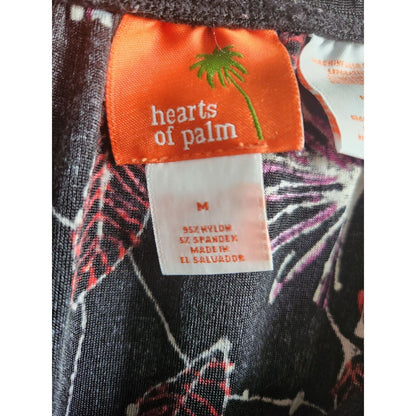 Hearts of Palm Womens Sz M Blouse and Skirt Set Black Pink Floral Slinky