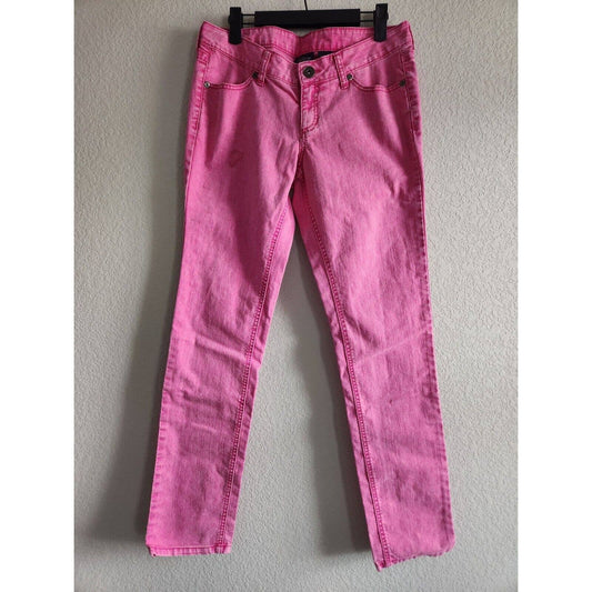 Vintage Y2K City Streets Juniors Sz 9 Bright Pink Denim Jeans Slim Leg