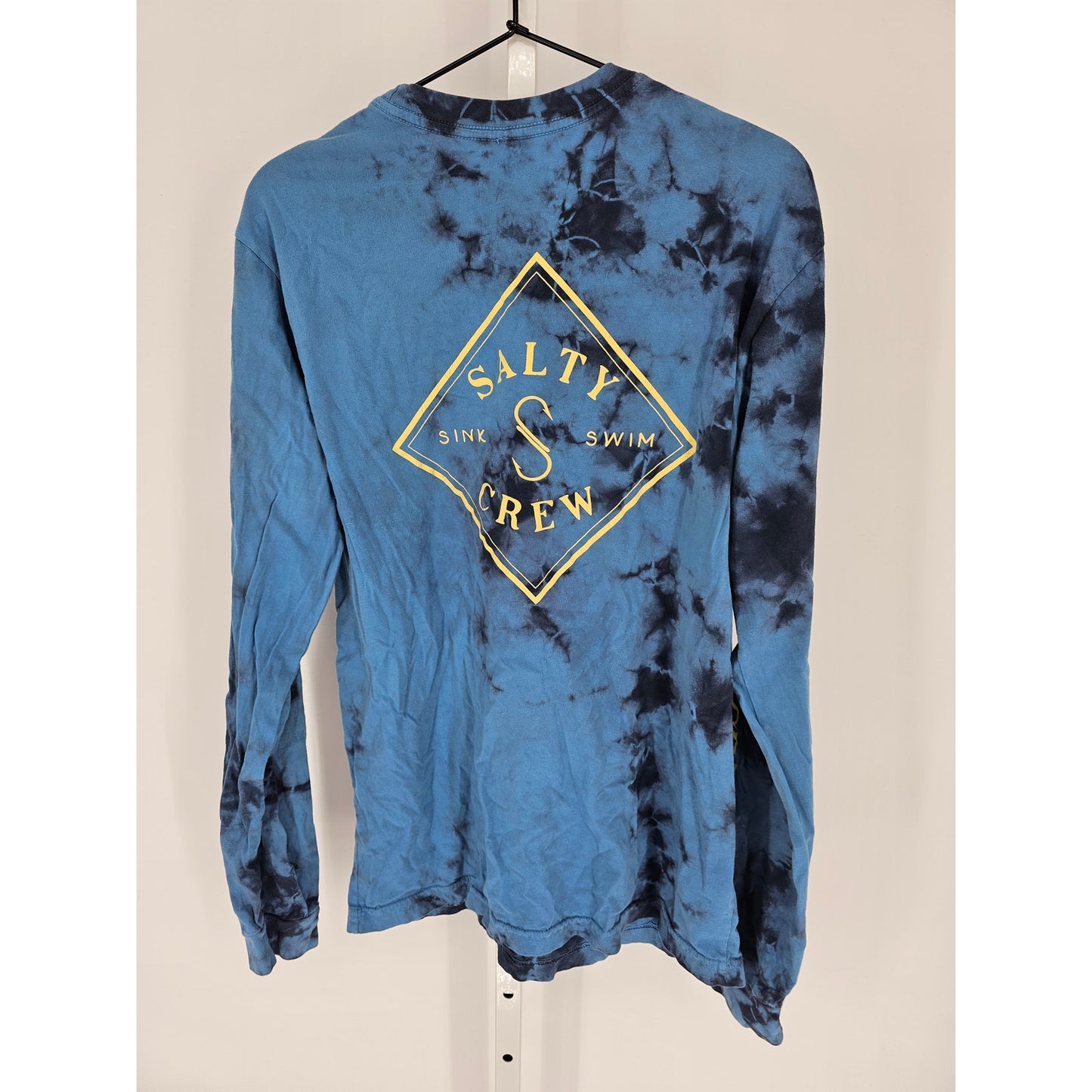 Salty Crew Mens Sz L Long Sleeve T Shirt Blue Tie Dye Print