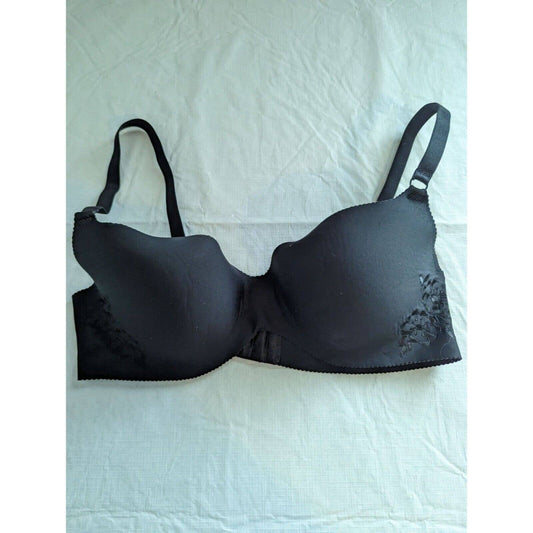 Hanes Womens Sz 36C Seamless T Shirt Bra Solid Black W027