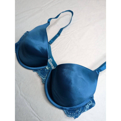 Gilligan & O'Malley Womens Sz 38C T Shirt Bra Blue Metallic Shiny