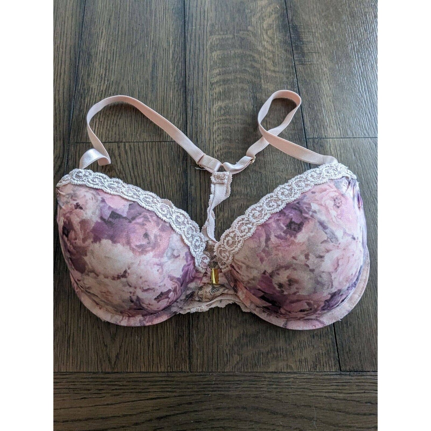 Smart & Sexy Womens Sz 36D Front Clasp Bra Pink Purple Floral