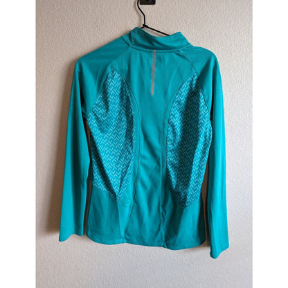 Under Armour Womens Sz M 1/4 Zip Athletic Fitted Jacket Light Teal