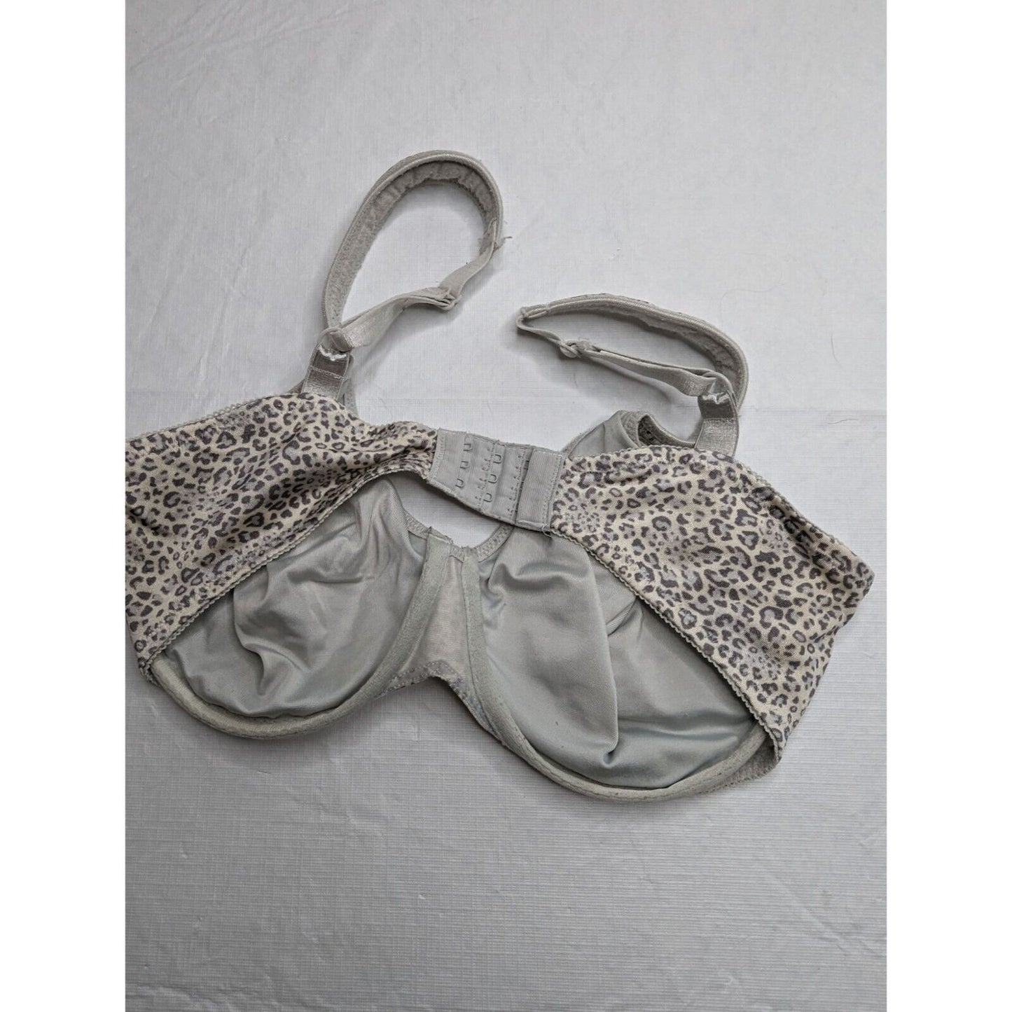 Vintage 1990s Womens Sz 36D Gray Leopard Print Unlined Bra Animal Print