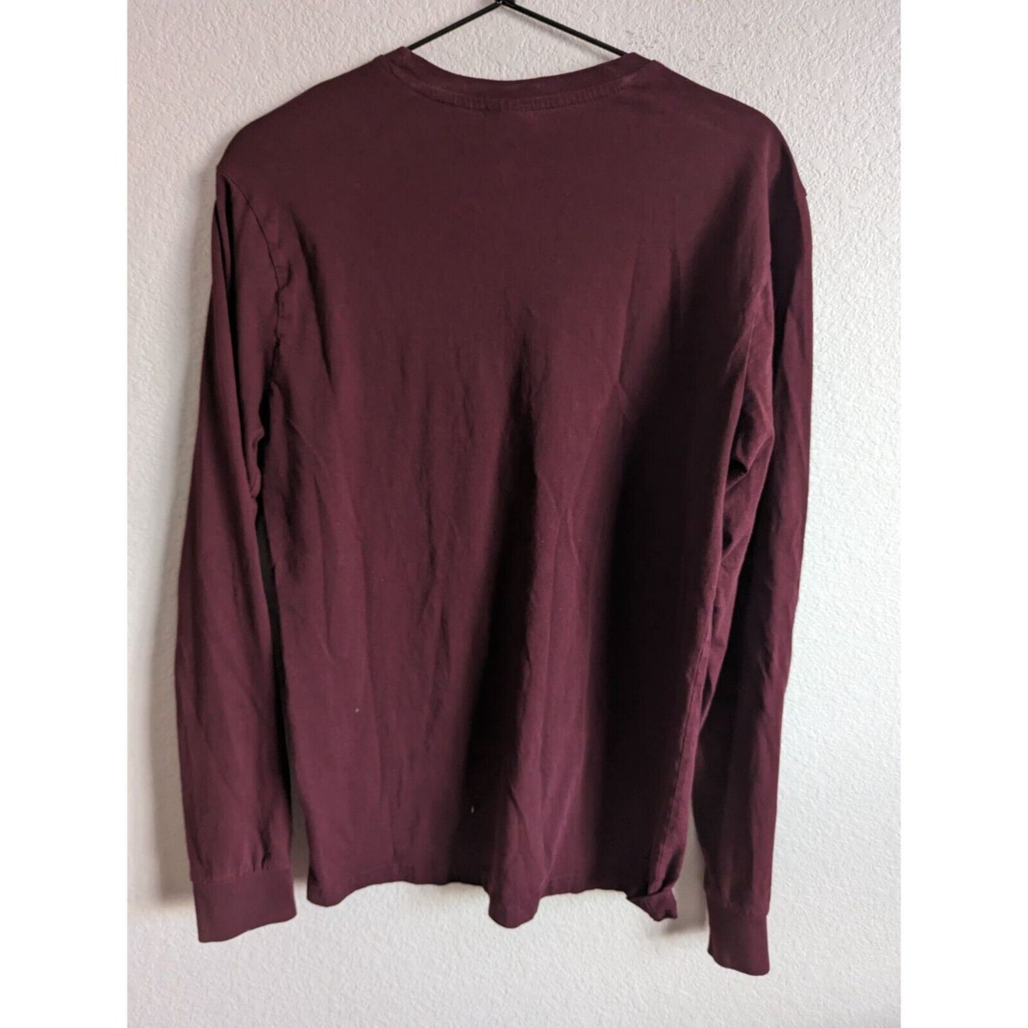 US Polo Assn Mens Sz S Long Sleeve Cotton T shirt Burgundy and Gray