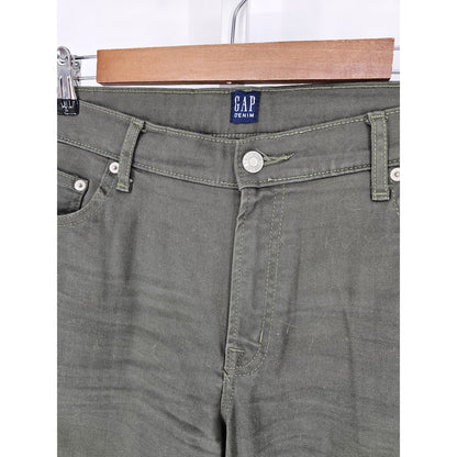 Gap Womens Sz 30 Girlfriend Fit Skinny Jeans Dark Army Green Distressed