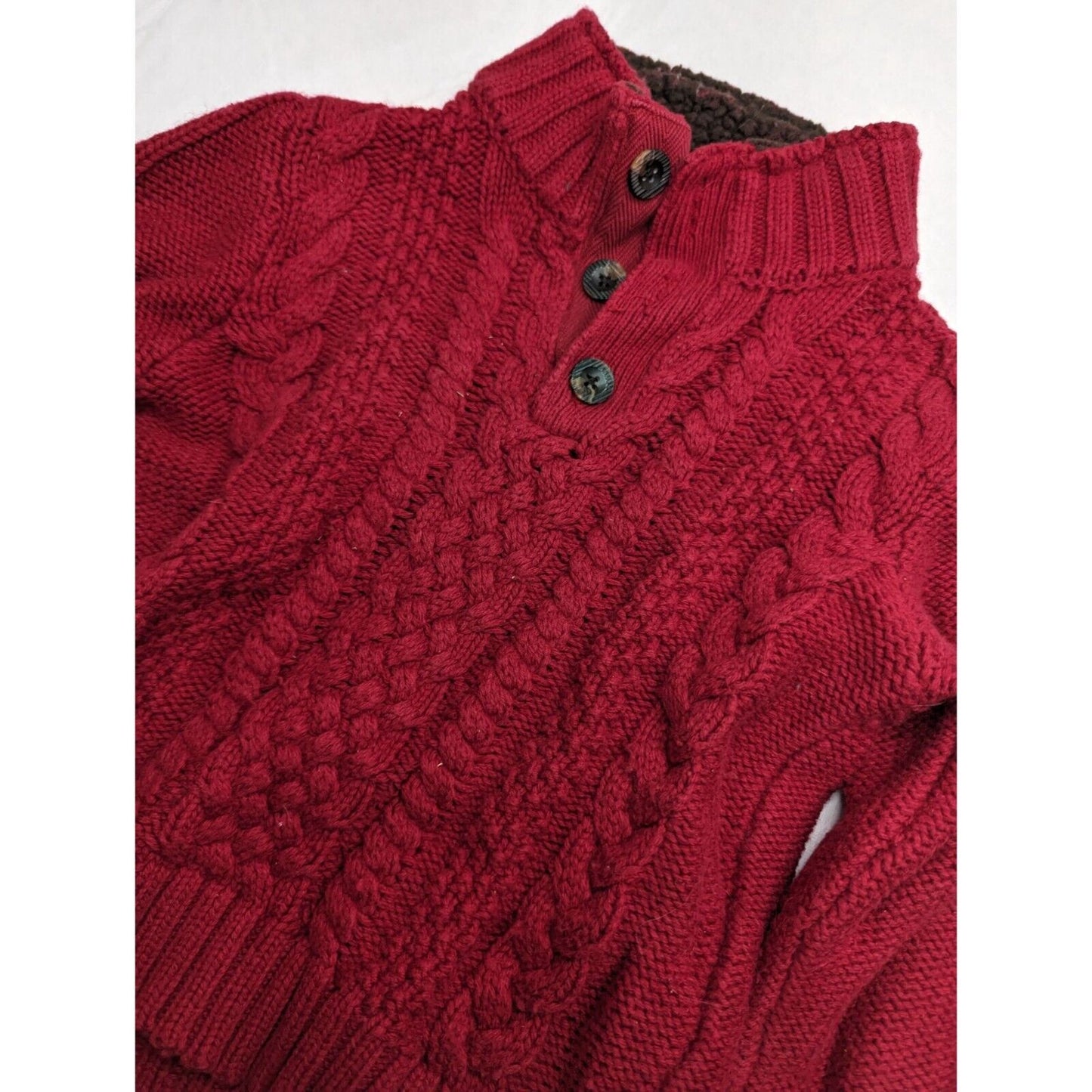 Baby Gap Boys Sz 5 Red Cableknit Sweater Pullover Button Front