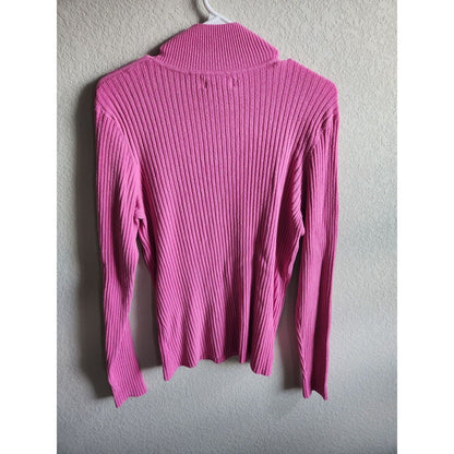 Vintage Wothington Womens Sz L Mock Neck Sweater Bubblegum Pink Ribbed