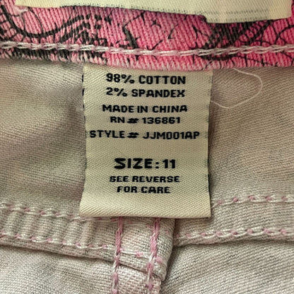 Jalate Juniors Sz 11 Bright Pink Skinny Jeans Paisley Print