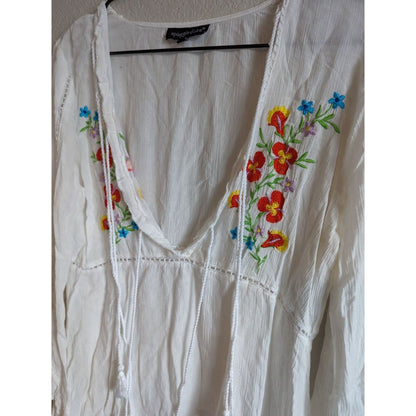 Spiaggia Dolce Womens Sz M Swimsuit Coverup Dress White Floral Embroidered