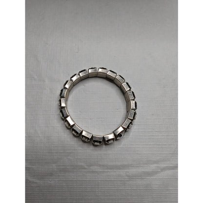 Vintage 1990s Silver Rhinestone Stretch Bracelet Diamond Shapes