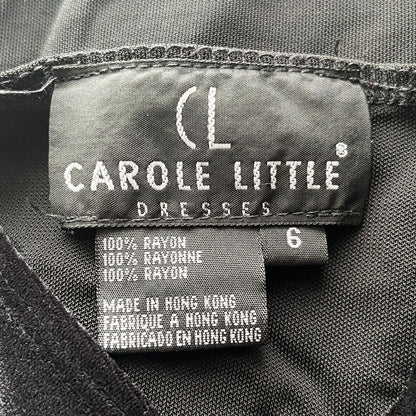 Vintage Carole Little Womens Sz 6 Maxi Dress Black Formal Short Sleeve