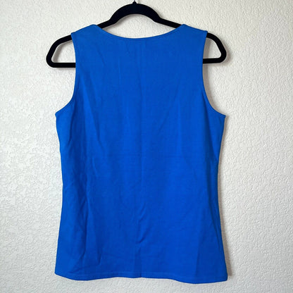 Coldwater Creek Womens Sz S 100% Cotton Tank Top Kelly Blue Solid