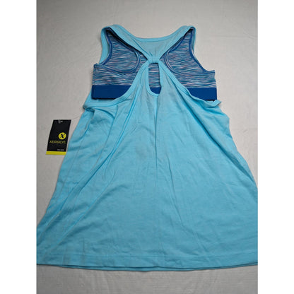 Xersion Girls Sz XL Bra Tank Top Layered Blue Bun Up Game On NEW