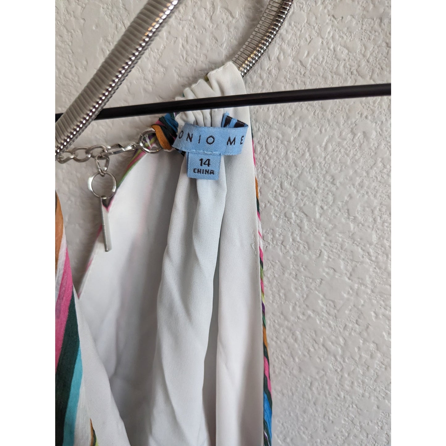 Antonio Melani Womens Sz 14 Maxi Lida Dress Belted Striped Rainbow NEW