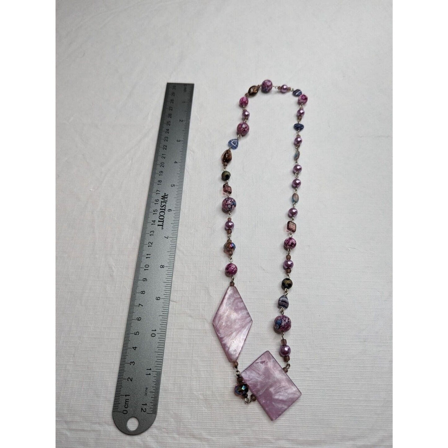 Vintage Purple Glass Beaded Single Strand Necklace