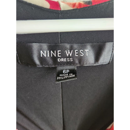 Nine West Womens Sz 6P Petite Knee Length Draped Dress Leopard Print