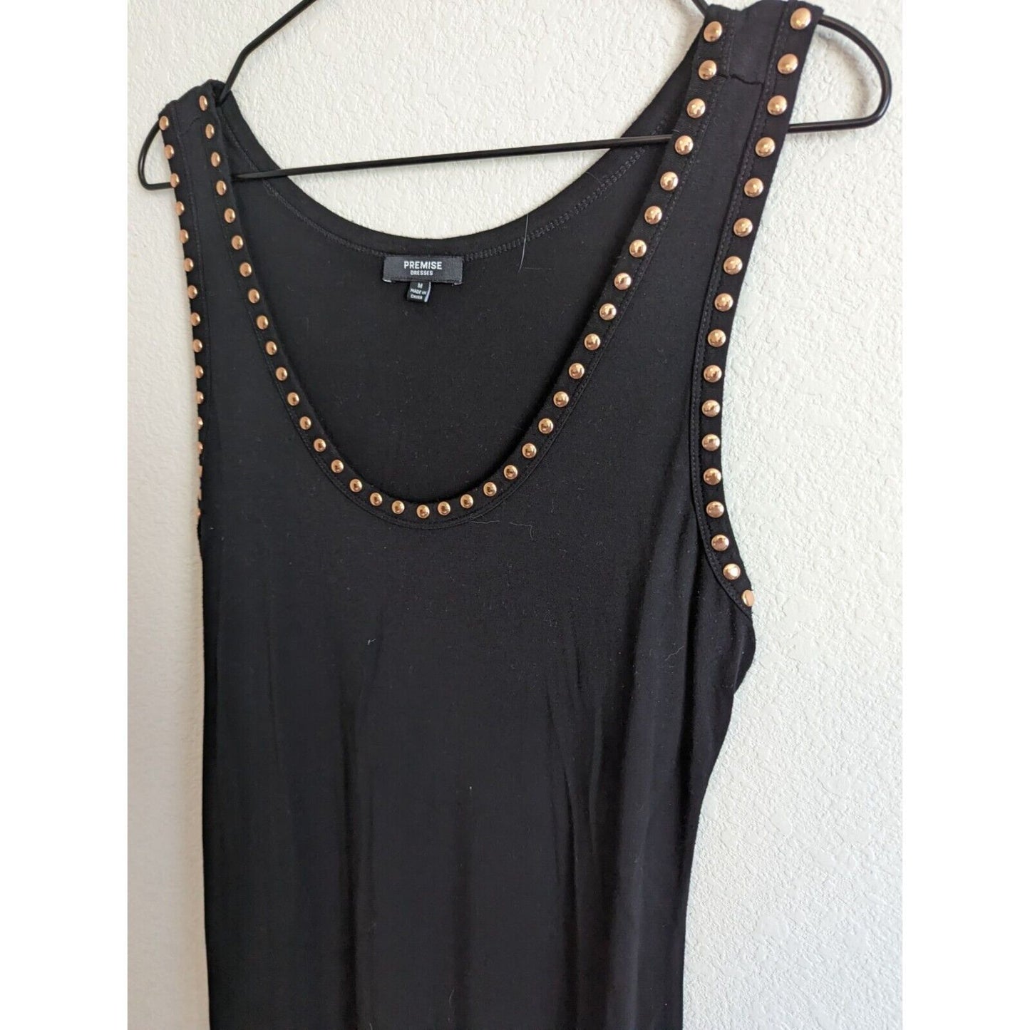 Premise Dresses Womens Sz M Knee Length Sleeveless Dress Black Studded Neckline