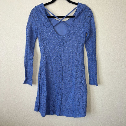 Vtg Y2K 2000s Charlotte Russe Womens Sz S Mini Dress Crochet Blue