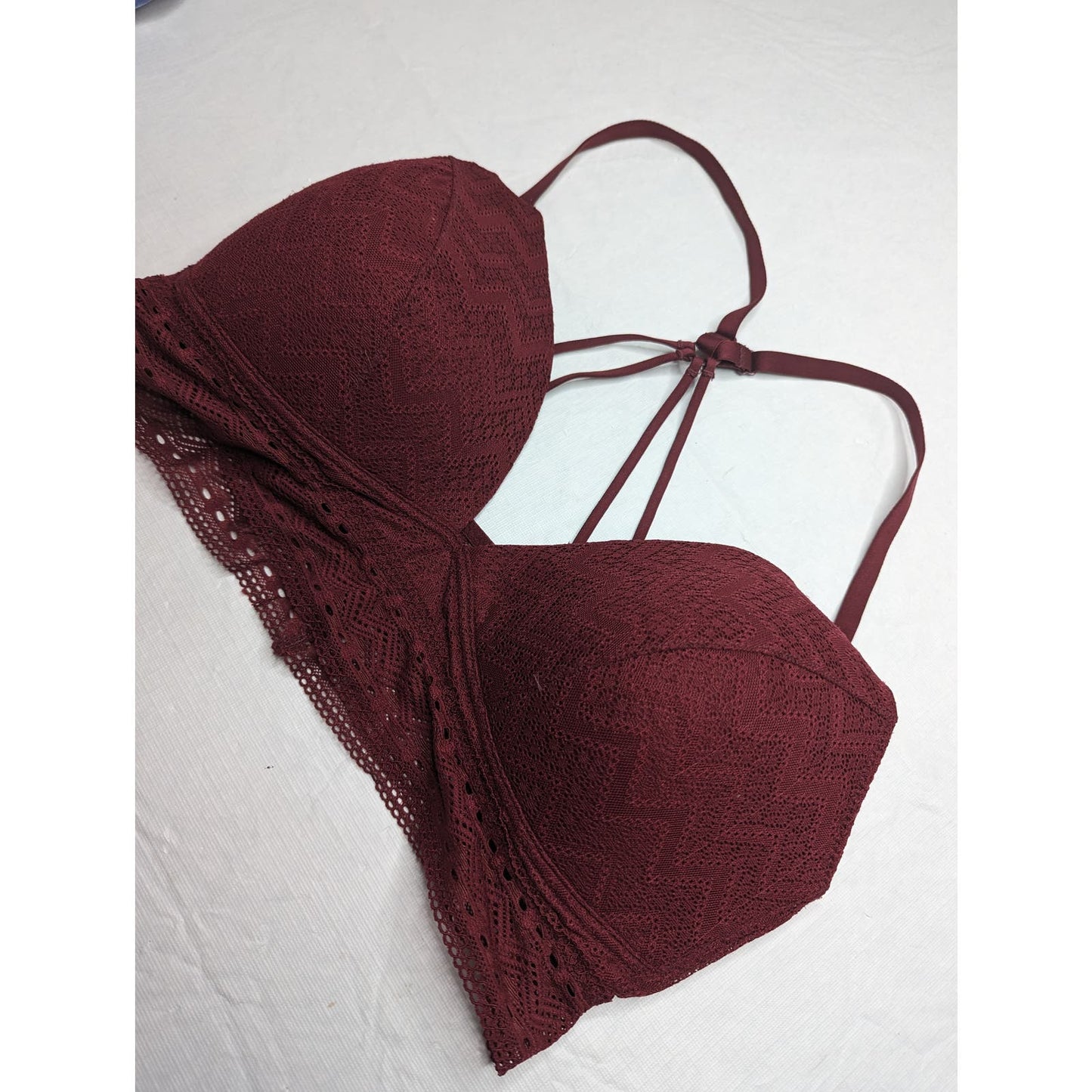 Flirtitude Womens Sz L Lace Bralette Burgundy Red