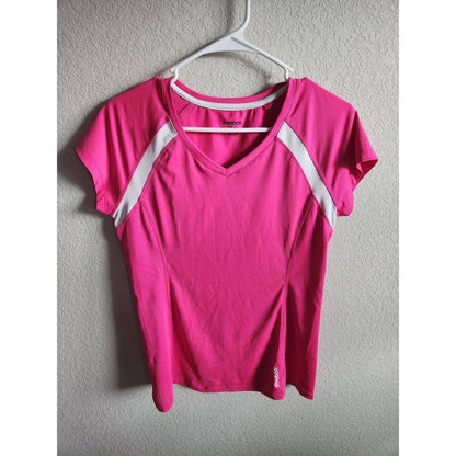 Reebok Womens Sz S Loose Fit Athletic T Shirt Bright Pink White