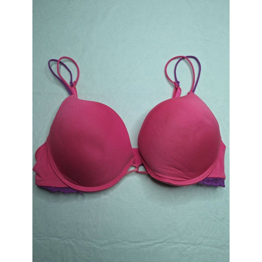 Vintage Body Candy Womens Sz 36D Bright Pink Heavily Padded Push Up Bra