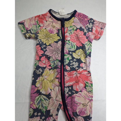 Kids Tales Baby Girls Sz 12M One Piece Zip Up Outfit Colorful Watercolor Floral