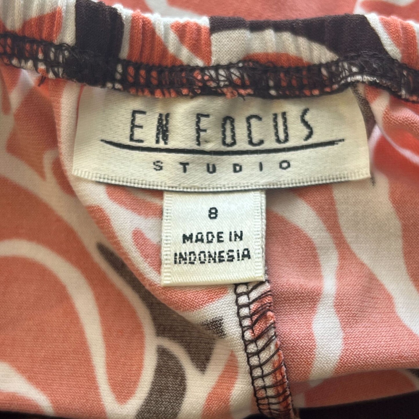 En Focus Studio Womens Sz 8 Halter Dress Knee Length Orange Brown Floral