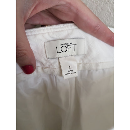 Ann Taylor LOFT Womens Sz 2 ANN Wide Leg Cropped Pants White