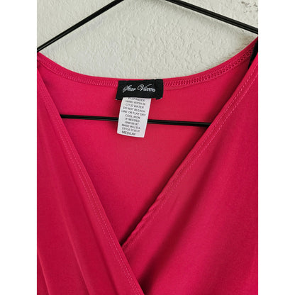 Star Vixen Womens Sz M Knee Length Dark Pink Faux Wrap Dress