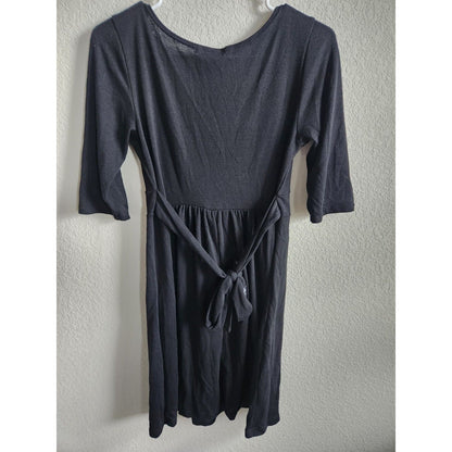 Vintage Star Vixen Womens Sz L Knee Length Solid Black Dress Ruffled Neckline
