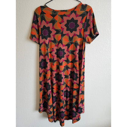Lularoe Womens Sz S Short Sleeve Shirt Dress Geometric Floral Print