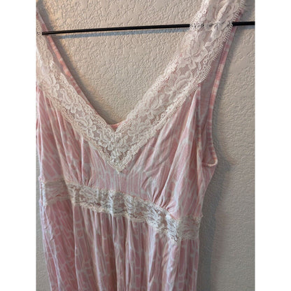 Tart Intimates Womens Sz M Nightgown Light Pink White Lace