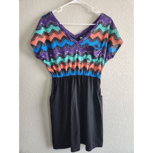 Vintage 1990s Weavers Womens Sz S Chevron Rainbow Tunic Top