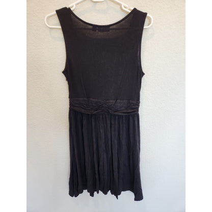 Elle Womens Sz M Knee Length Sleeveless Draped Black Dress