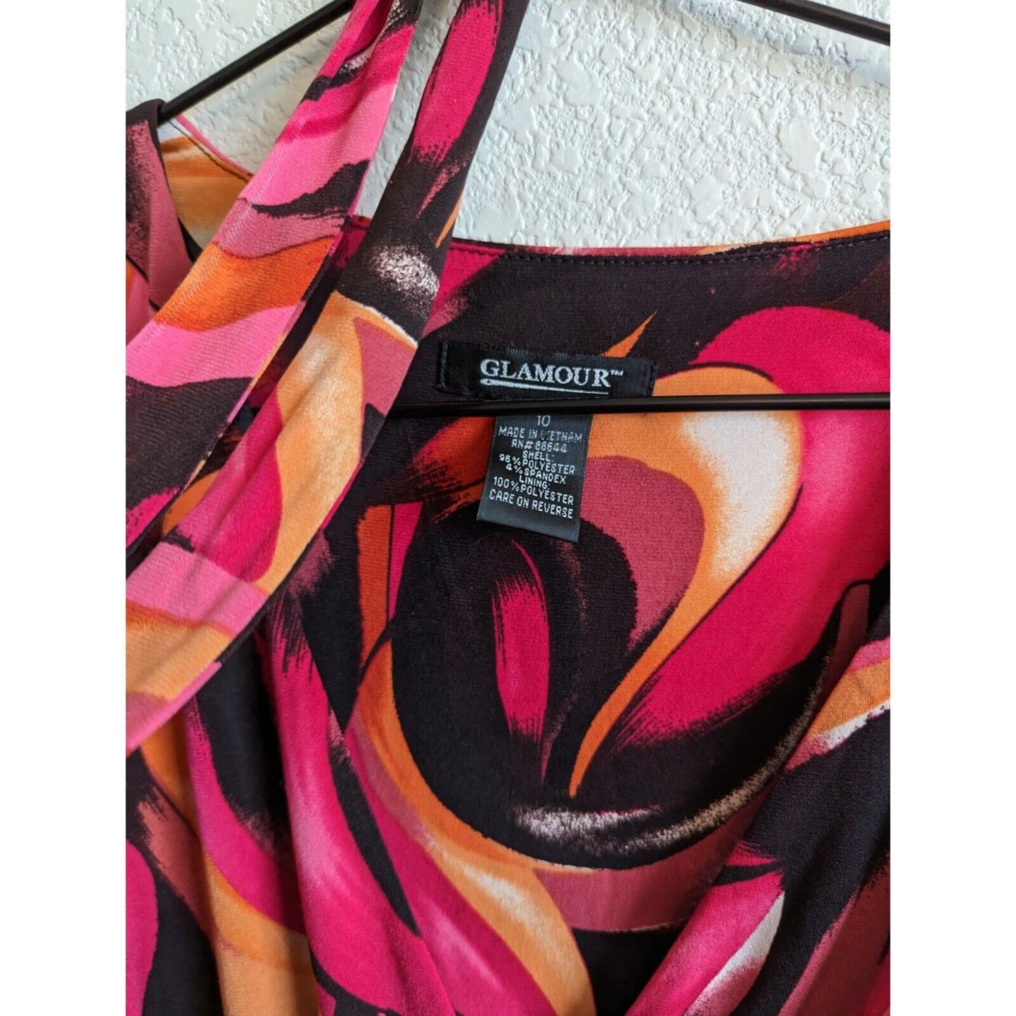 Vintage Glamour Womens Sz 10 Knee Length Belted Career Dress Pink Black