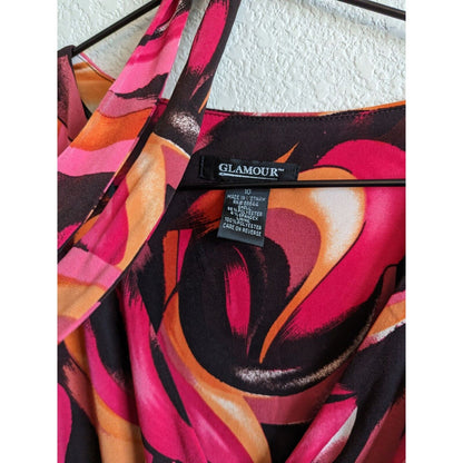 Vintage Glamour Womens Sz 10 Knee Length Belted Career Dress Pink Black